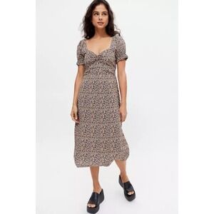 Billabong Love Letters Floral Midi Dress M Puff Sleeve Smocked‎ Cottagecore Boho